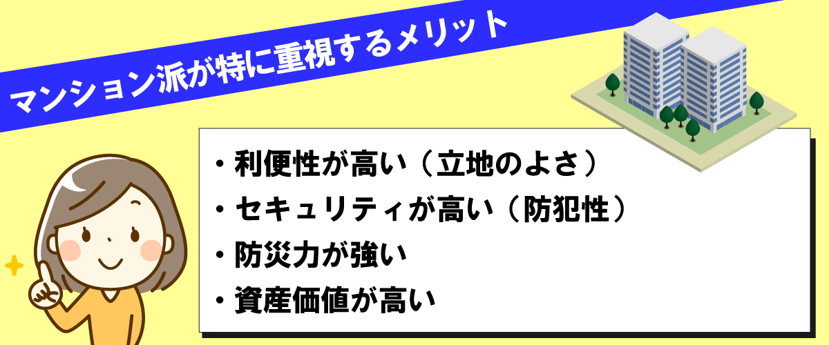 マンション派が特に重視する4つのメリット