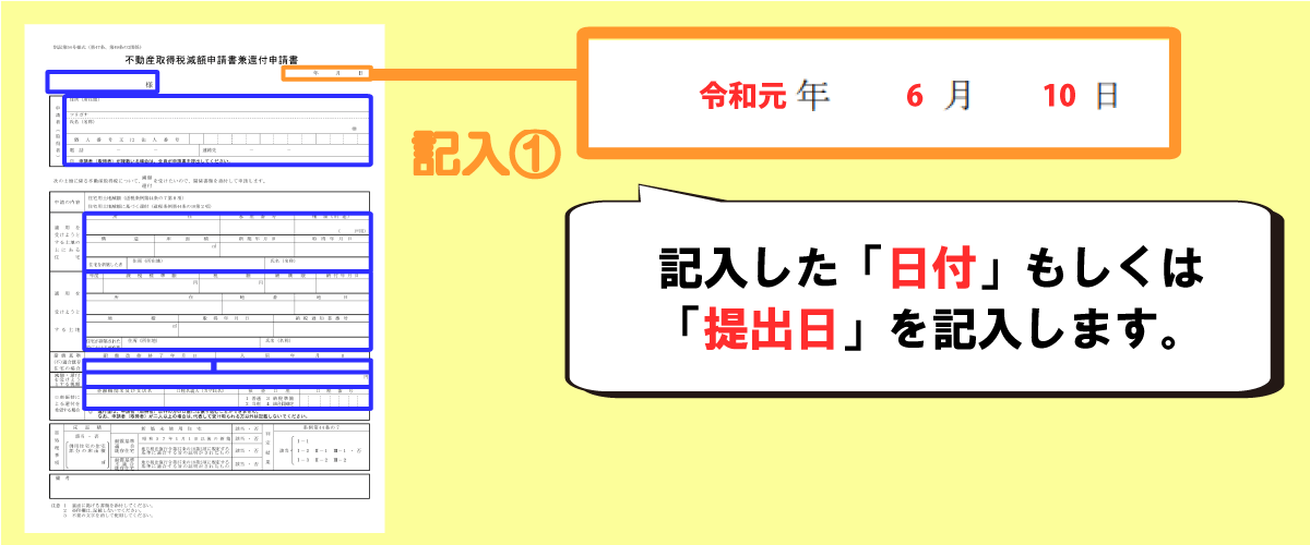 不動産取得税還付申請書の書き方「日付」