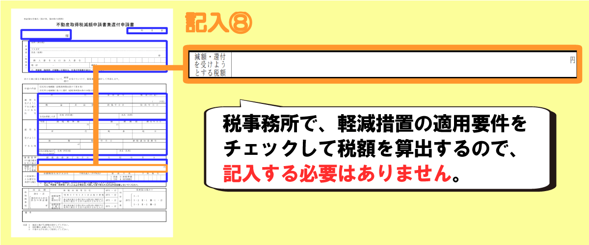 不動産取得税還付申請書の書き方「還付を受けようとする税額」