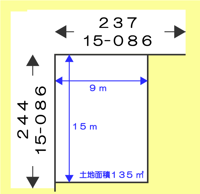 二路線（角地）に面した土地の路線価及び固定資産税評価額