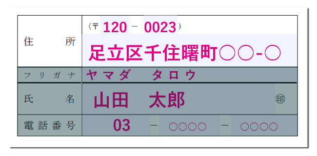 「申請者情報」の住所