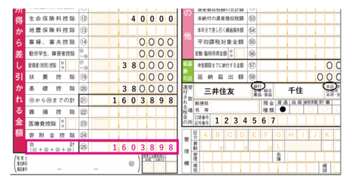 確定申告書B「所得税から差し引かれる金額の合計」